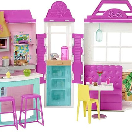 Barbie HBB91 - Zestaw zabawowy Restauracja z lalką i 30+ częściami, prezent dla dzieci, wiek 3+