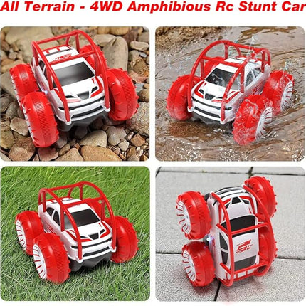 MaxTronic Amphibious Remote Control Car,Rechargeable RC Cars Toy 360° Flips Rotation Stunt Crawler 15KM/H 4WD All Terrain Outdoor Indoor Toy for Kids Boys Girls 3-12