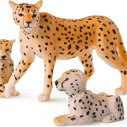 Terra by Battat – 4 Pieces Cheetah Family – 1 – 4-Inch Plastic Cheetah Figurines – Realistic Zoo Safari Animals for Kids – Educational Toy Figures – Inspires Imaginative Play – 3+ Years