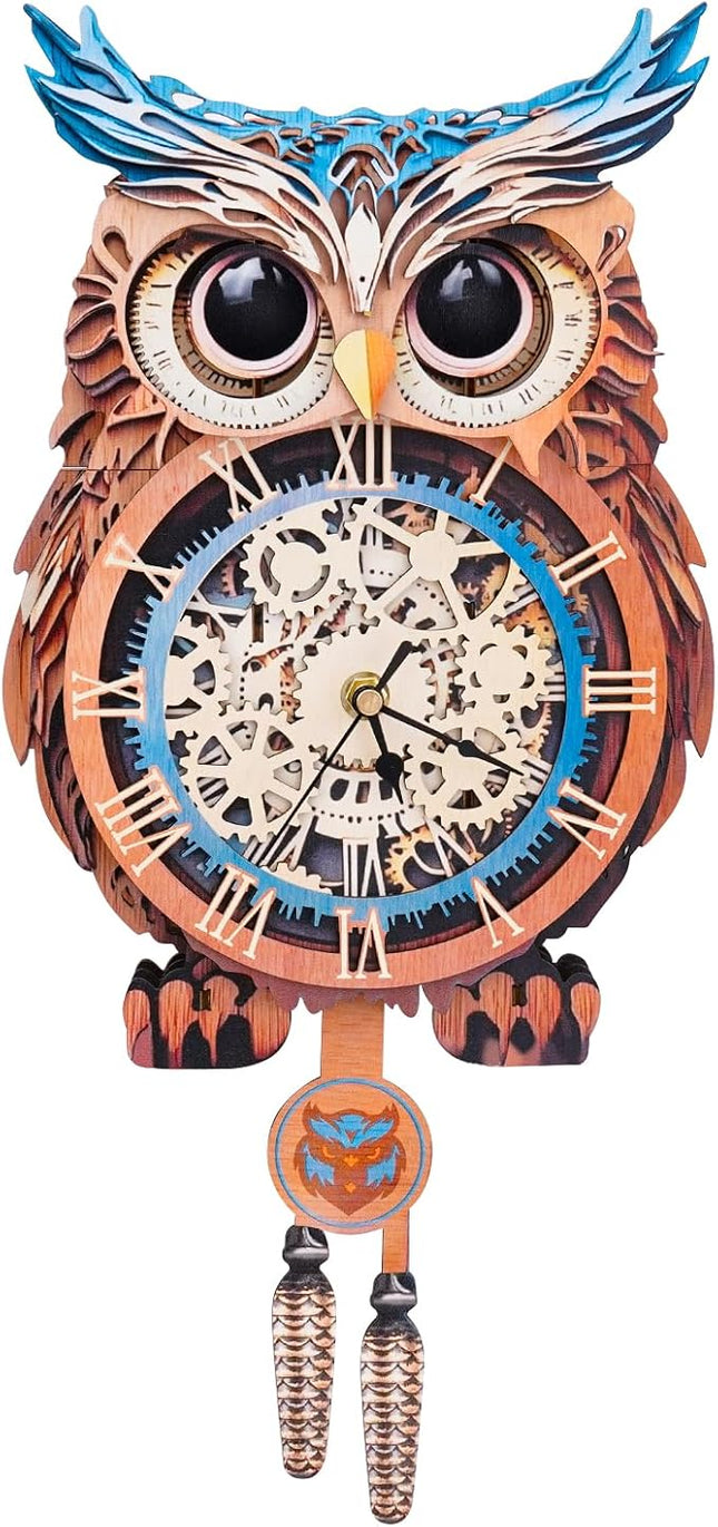 3D Wooden Puzzles for Adults Owl Clock - Model Building Kit ‌‌Clock Puzzle Creative Craft Gift Home Deco for DIY Enthusiasts, Brain Teaser Building Set Birthday Gifts