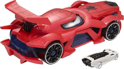 Hot Wheels Marvel Spider-Man Web-Car Launcher with Movement-Activated Eyes & 1:64 Scale Toy Character Car
