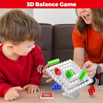 Tower Building Balance Board Game, Stacking Game for Family, 360° Drop Tower Swing Stacking Desktop Game for Teens & Adults, Parties Fun Games
