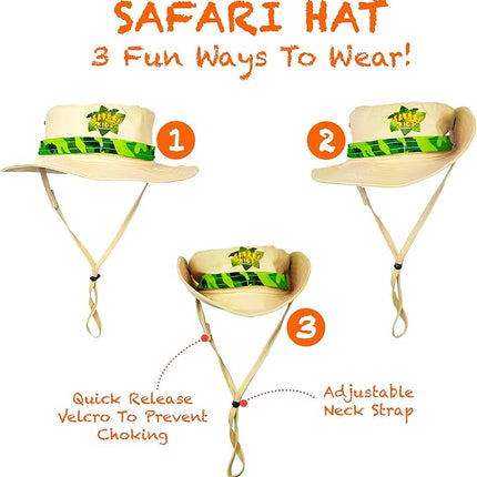 Safari Kidz Outdoor Explorer Kit - Green Camouflage Cargo Vest and Hat Set, Backyard Nature Adventures, Washable Costume, Age 3+