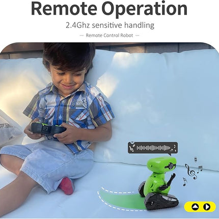 GILOBABY Remote Control Robot Toy for Kids 3-5 Years, Flashing LED Eyes, Dancing and Flexible Moves, Auto Demo Mode, Gift for Boys (Green)
