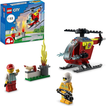 LEGO City Fire Helicopter Toy 60318 for Preschool Kids, Boys and Girls 4 Plus Years Old, with Firefighter Minifigure & Starter Brick