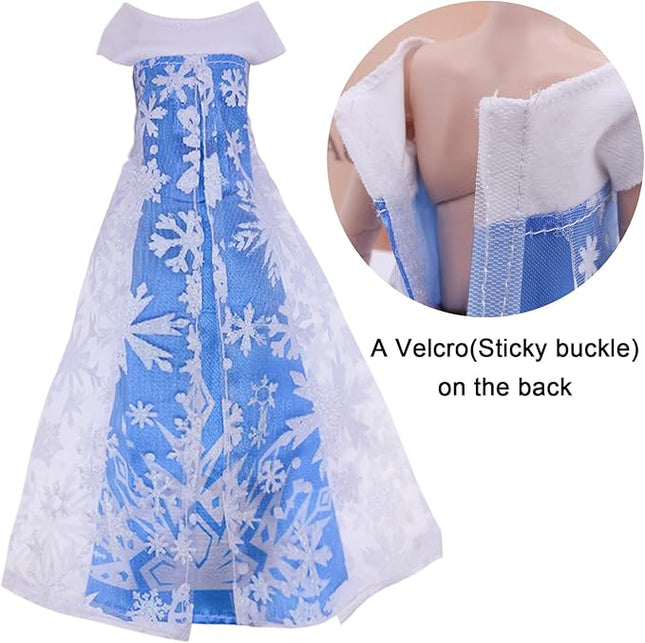 11.5 inch Doll Clothes - Toys for Girls, Snow Dress for Queen and Princess for 11.5 inch Doll Clothes - Doll 6 Set Classic Dresses - Doll Party Gown Girls Gift