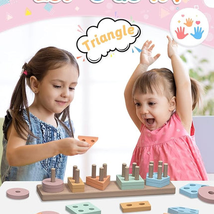 Yetonamr Montessori Toys for 1 2 3 Years Old Boys Girls Birthday Gifts, Wooden Sensory Toys for Ages 2-4 Toddlers Kids Baby, Toddler Learning Toy Activities Puzzles Ages 1-3