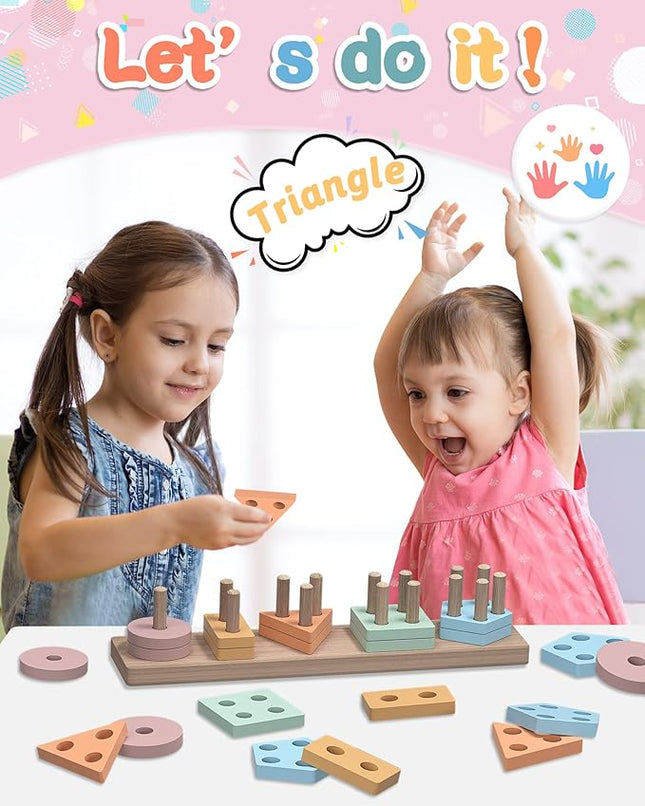 Yetonamr Montessori Toys for 1 2 3 Years Old Boys Girls Birthday Gifts, Wooden Sensory Toys for Ages 2-4 Toddlers Kids Baby, Toddler Learning Toy Activities Puzzles Ages 1-3