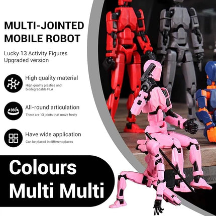 5Pack Titan 13 Action Figure Assembled, T13 Action Figure Set, Dummy 13 Action Figures, Nova 13 Robot Toy, Lucky 13 Figure 3D Printed Multi-Jointed Movable, Birthday Gift Toy for Kids Boy