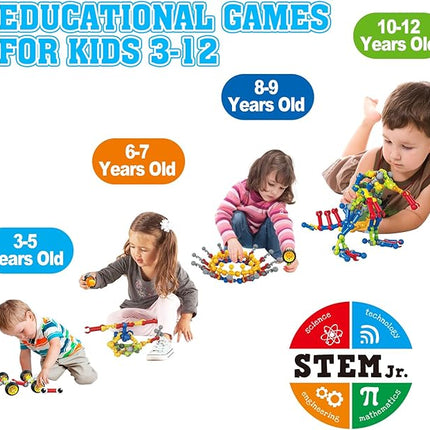 Stem Building Toys for 3 4 5 6 7 8 Year Old Boys Girls Kids,125 Pieces Building Blocks Educational Learning Toys with Large Storage Box,Ideal Christmas Birthday Gifts