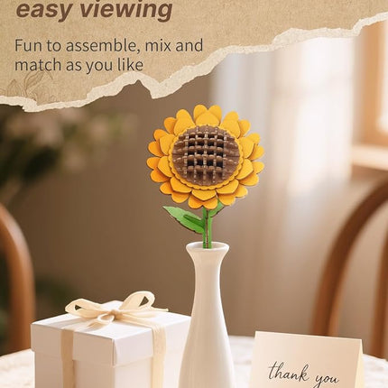 3D Sunflower Wooden Puzzles for Adults,DIY Wooden Flower Craft,DIY Wooden Flowers Model Kit Building Set Craft for Adults to Build.(3.9 * 3.6 * 9.1in 86PCS)
