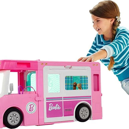Barbie Camper, Doll Playset with 50 Accessories, Transforms into Truck, Boat & House, Includes Pool, 3-in-1 Dream Camper (Amazon Exclusive)