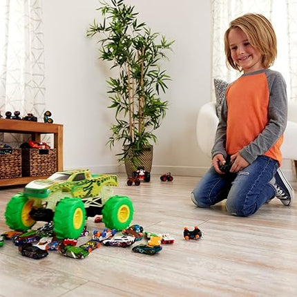 Hot Wheels Monster Trucks RC Toy, Remote-Control 1:15 Scale Gunkster, Glows in The Dark & has Terrain Action Tires with Off-Roading Capability