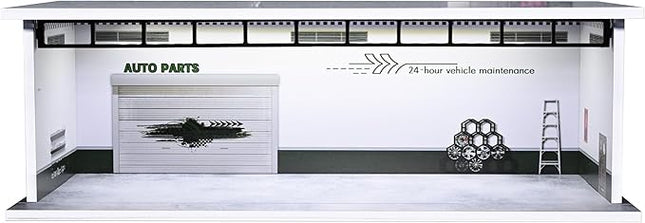 Display Case for Hot Wheels,Diorama 1/64 Scale Car Garage Model with LED Lights and Acrylic Cover, Stackable Car Parking Lot Model,Diecast Car Display Case(Repair Shop)
