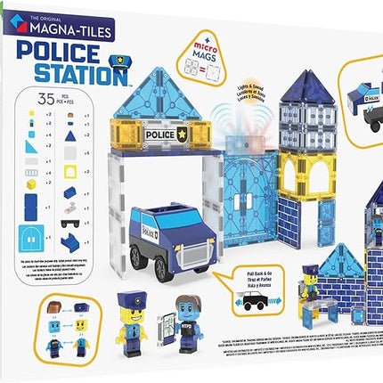 MAGNA-TILES Police Station 35-Piece Magnetic Construction Set, The Original Magnetic Building Brand