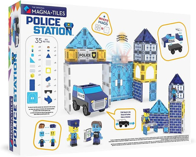 MAGNA-TILES Police Station 35-Piece Magnetic Construction Set, The Original Magnetic Building Brand