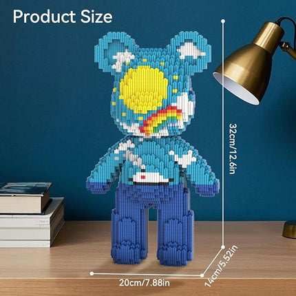 DAHONPA Bear Micro Building Blocks Set(3680 Pieces), Day & Night Bearbrick, Rainbow Sky Ocean Creative Art Toy Bear, Collectible Decoration Gift