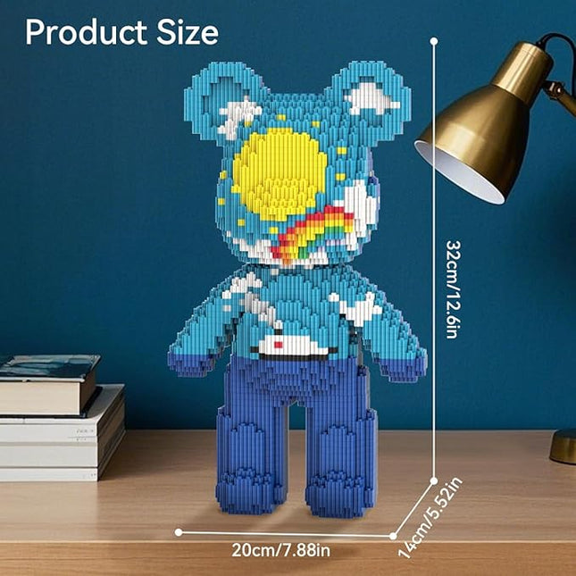 DAHONPA Bear Micro Building Blocks Set(3680 Pieces), Day & Night Bearbrick, Rainbow Sky Ocean Creative Art Toy Bear, Collectible Decoration Gift