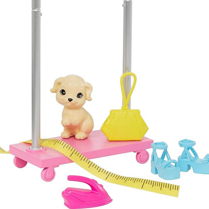 Barbie On-set Stylist Doll & 14 Accessories, Brooklyn Doll with Garment Rack, Top, Fashion Pieces, Puppy & More