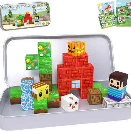 35PCS Mini Magnetic Blocks, Travel Magnetic Building Cubes with Storage Box, Portable Magnetic Toys Set for Boys & Girls 3-5, Birthday Gifts
