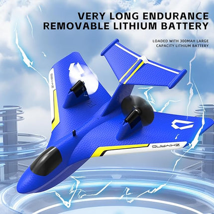 Remote Control Wireless Airplane Toy, Gravity Gliders Airplane With Lights, Rc Plane For Water Land & Air, Rc Float Plane, 2.4G 2 Channels Rc Remote Control Fighter Model Toy For Adults Kids (Red)