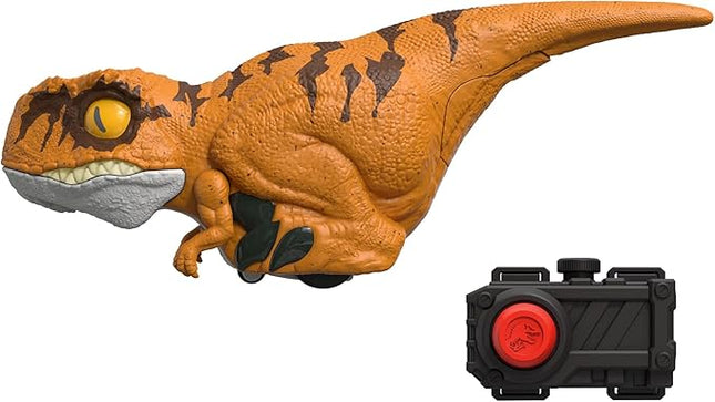 Mattel Jurassic World Dominion Uncaged Dinosaur Toy with Chomp Motion & Roar Sound, Rowdy Roars Atrociraptor Tiger Dino Action Figure