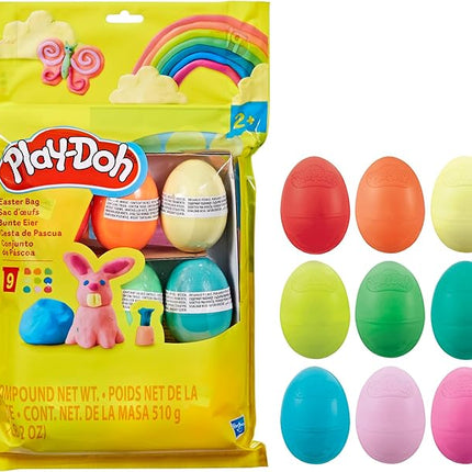 Play-Doh Easter Eggs Bag 9 Pack, 2 Ounces Each, Assorted Colors, Preschool Crafts for Kids 2 Years and Up, Easter Basket Toys