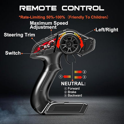 1:18 All Terrain RC Car for Adults & Boys (18305), 4WD Off-Road RC Truck High Speed Fast 40+ KPH, 4X4 Waterproof Remote Control Car with 2 Rechargeable Batteries