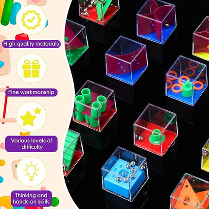 Sumind 24 Mini Maze Cube Puzzle Box Set, Balance Iq Maze Game 1.5 Inch 3D Brain Teaser Ball Ideal Prizes Gifts Puzzles Party Favor Games for Mind Challenge Gifts (Intelligent)