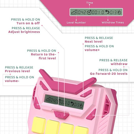 HOMESTEC Logical Super Slide Puzzle, Hand Held Travel Games for Kids and Adults, Brain Teaser Toys Road Trip Activities for Boys and Girls, Birthday Easter Basket Stuffers (Pink)