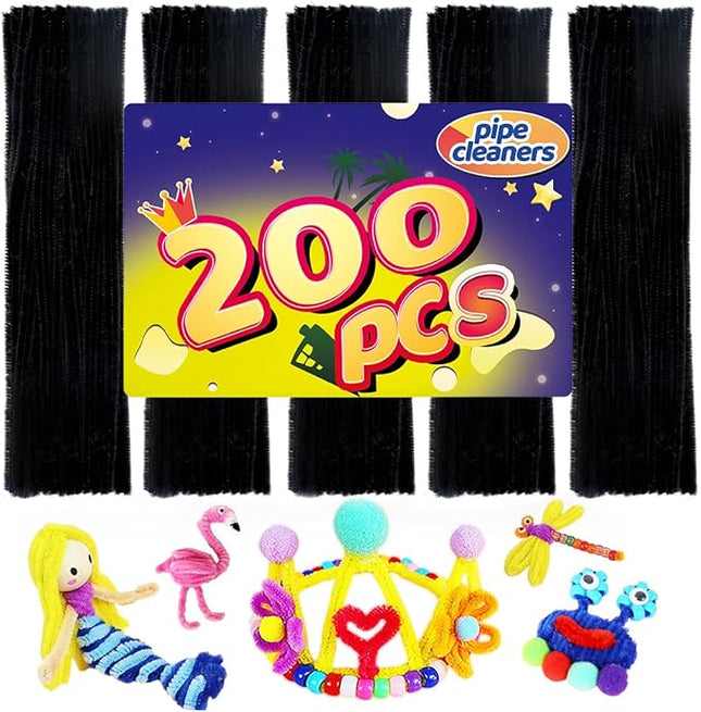 Bundooraking 200pcs Black Pipe Cleaners, Pipe Cleaners Craft, Arts and Crafts, Crafts, Craft Supplies, Art Supplies