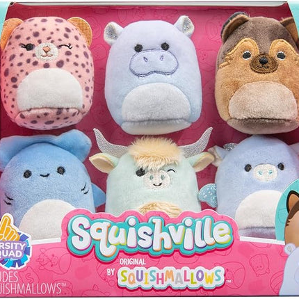 Squishville by Original Squishmallows Varsity Squad Plush - Six 2-Inch Squishmallows Plush Including NYA, Rocket, Benedict, Mario, Dane, and Armie - Toys for Kids