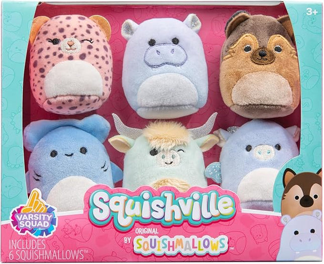 Squishville by Original Squishmallows Varsity Squad Plush - Six 2-Inch Squishmallows Plush Including NYA, Rocket, Benedict, Mario, Dane, and Armie - Toys for Kids