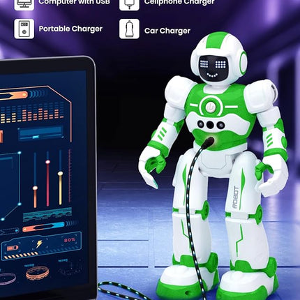 Robot Toys for Kids,Programmable Remote Control Smart Walking Dancing Robot Toy with Gesture & Sensing for Age 4 5 6 7 8 9 10 Year Old Boys for Birthday Present,Green