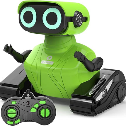 GILOBABY Remote Control Robot Toy for Kids 3-5 Years, Flashing LED Eyes, Dancing and Flexible Moves, Auto Demo Mode, Gift for Boys (Green)