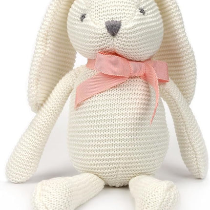 100% Organic Cotton Baby Toys White Bunny Rabbit Stuffed Animal for Newborn 7.1"