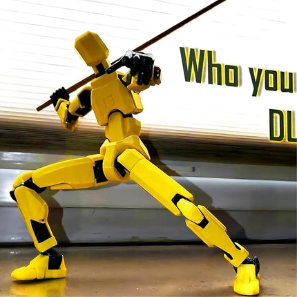 Titan 13 Action Figure, New Robot Action Figure with Accessories 3D Print Multi-Articulated Virtual Robot 13 Action Figure Desktop Decor (Yellow 1 Piece)
