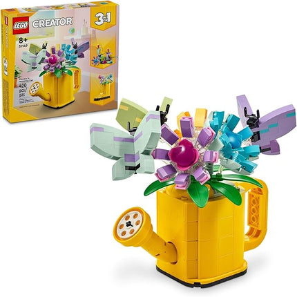 LEGO Creator 3 in 1 Flowers in Watering Can Building Toy Set - Fun, Creative Activity for Kids, Girls and Boys, Ages 8+ - Options to Build Rain Boots or Birds - 31149