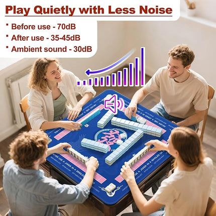 Mahjong Mat - 32.4x32.4 Inch Noise Reduction Anti-Slip Gaming Mat for Mahjong, Poker, Board Games, Card Games, Dominoes (Blue)