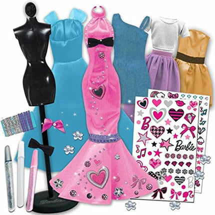 Tara Toys Barbie Be a Real Fashion Designer Classic Set DIY Doll Clothing Kit for Girls with Fabric, Ribbons, Stickers & Sketchbook Creative Fashion Toy for Ages 6+