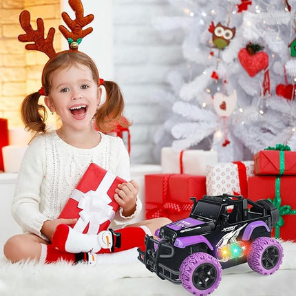 Bloolilies Rc Car, 1:20 Scale Remote Control Car for Girls with Colorful 3D Lights Off Road Rc Monster Truck Toy Vehicles for Kids Boys Toddlers 3 4 5 6 7 8-12 Years Old Birthday Gift, Purple