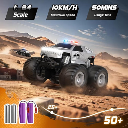 Remote Control Car for Boys 4-7, All Terrain Upright Walking Remote Control Truck, 1:24 Off-Road Pick-up RC Cars with 360°Spins, Light, Rechargeable RC Truck for Boys 8-12 Christmas Birthday Gift