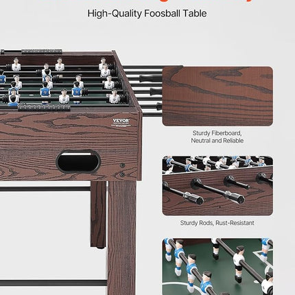 VEVOR Foosball Table 42/48/55 in Foosball Table Indoor Full Size Foosball Tables for Home, Family, and Game Room, Durable Soccer Set, Includes 2/4 Balls, Score Keeper, and 2 Cup Holders