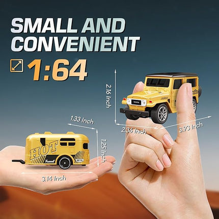 MOONTOY 1:64 Scale Mini Alloy Romote Control Car with LED Lights, 2.4Ghz Remote and App Control Toy Car, 3-Speed Adjustment Pocket Toy Car for Kids 4-8 Years and Adults (Yellow)