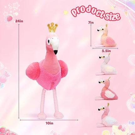 IKASA Mommy Flamingo Stuffed Animal Mom and Baby Plush Toy, Cute 24" Soft Small Mama Family Set Cuddly Toys with Little Mini Babies,Gifts for Kids