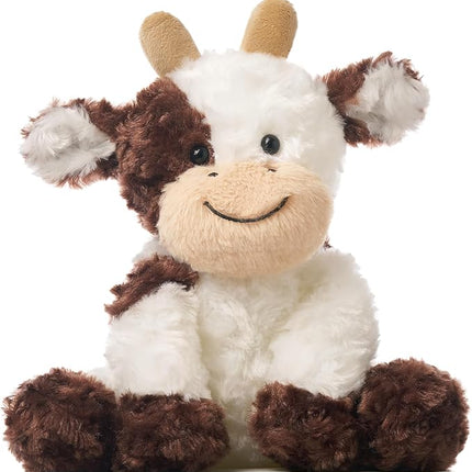 Hopearl Adorable Plush Cow Toy Floppy Dairy Cattle Soft Stuffed Animal Cute Birthday Gifts for Boys Girls Kids Toddlers, Brown, 9''