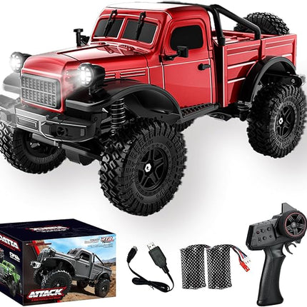 RC Pickup Truck, C8813 Dodge Pickup, 1:18 Scale All Terrain Remote Control Crawler, 2.4 GHz 4WD Off-Road Rock Car with Alloy Frame, Shock Absorber, 45°Climbing Gifts for Teens Beginners