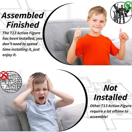 8Inch T13 Action Figure Assembly Completed,3D Printed Multi-Jointed Movable Toy Nova 13 Action Figures Desktop Decorations for Game Lovers Toy (Black)