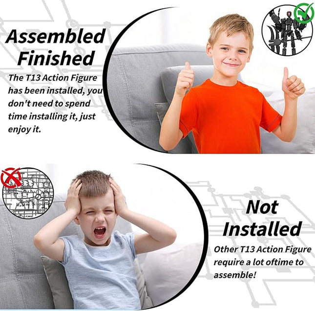 8Inch T13 Action Figure Assembly Completed,3D Printed Multi-Jointed Movable Toy Nova 13 Action Figures Desktop Decorations for Game Lovers Toy (Black)