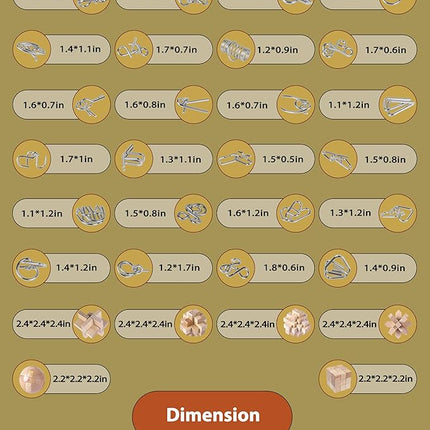 RLYLF 30Pcs Brain Teaser Puzzles Games Educational Toys Mind Wooden and Metal 3D Puzzles Unlock Interlock IQ Box